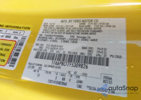 2015 Ford Mustang Gt Premium z USA, uszkodzony, nr VIN 1FA6P8CF7F5309826